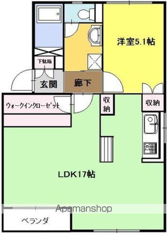 ハイツテクトピア掛川I(1LDK/1階)の間取り写真