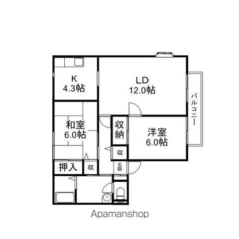 サンガーデン野洲(2LDK/1階)の間取り写真