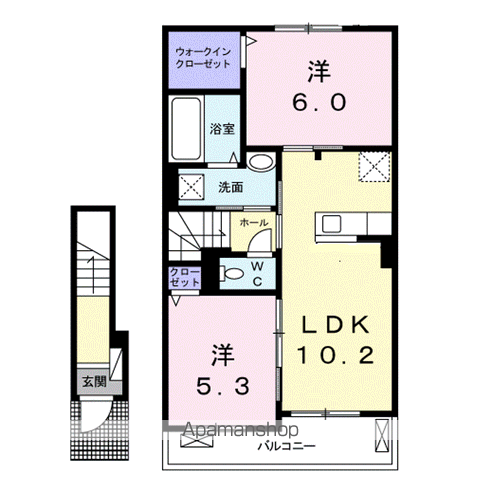 リバーサイドテラス Ⅱ(2LDK/2階)の間取り写真