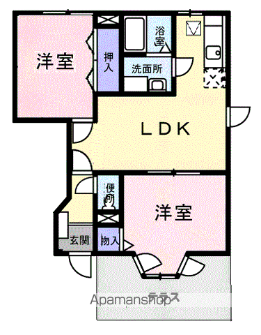 シャルマンメゾンA(2LDK/1階)の間取り写真