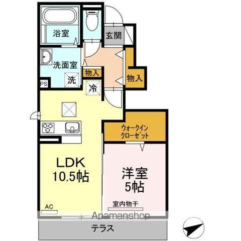 D-ROOM唐原B棟(1LDK/1階)の間取り写真