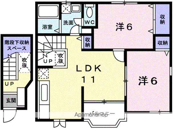 メゾンソレイユA(2LDK/2階)の間取り写真