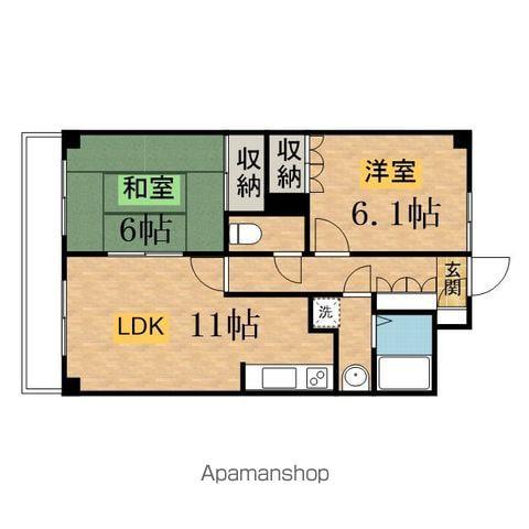 メゾン渡辺(2LDK/4階)の間取り写真