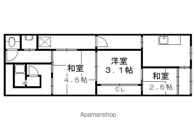 京都市烏丸線 北大路駅 徒歩14分 1階建 築67年(3K)の間取り写真