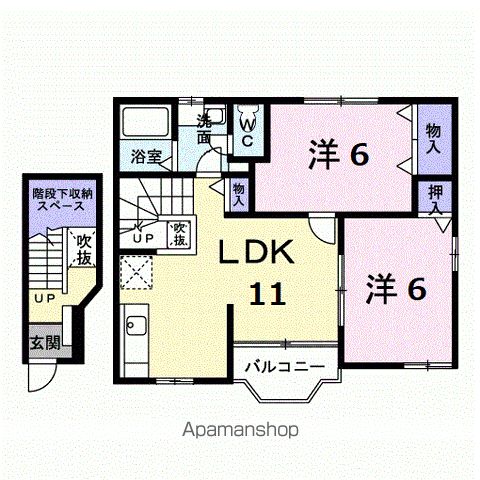 ラ・ティェラ(2LDK/2階)の間取り写真