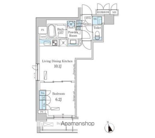 パークアクシス日本橋兜町(1LDK/10階)の間取り写真