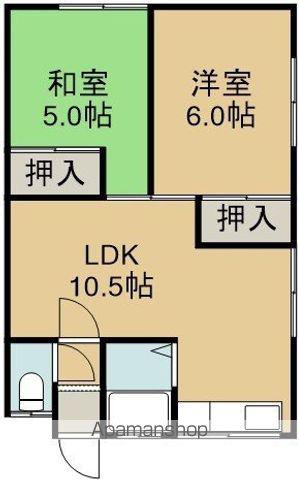 富貴ハウス(2LDK/2階)の間取り写真