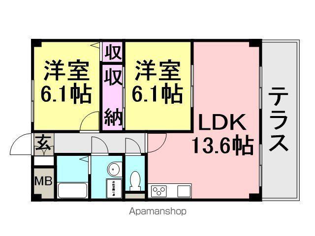 アネモス壱番館(2LDK/1階)の間取り写真