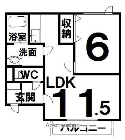 ラピナスⅠ(1LDK/3階)の間取り写真