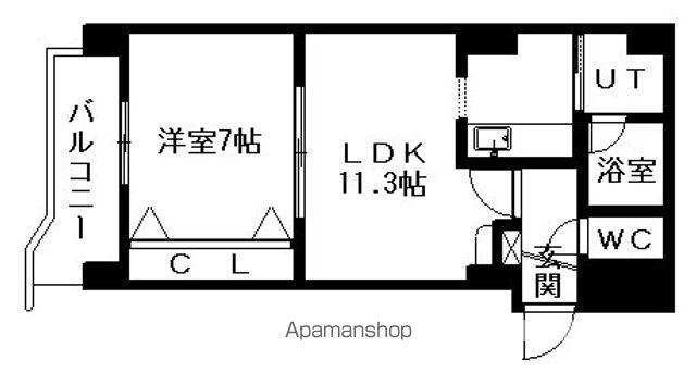 デュ・アンジュ北円山(1LDK/7階)の間取り写真