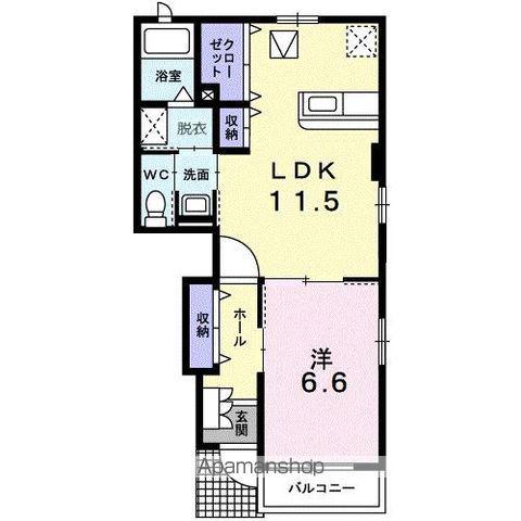 グランデカーサD(1LDK/1階)の間取り写真