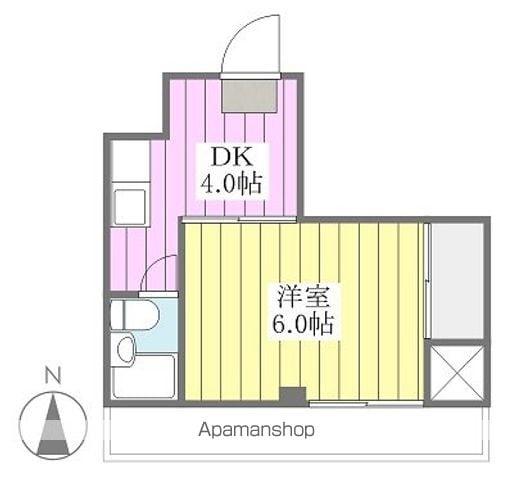 味酒ハイツ(1DK/4階)の間取り写真