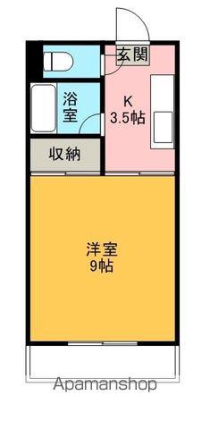 ウエストA(1K/3階)の間取り写真
