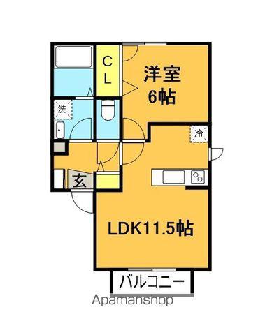 グラード並木(1LDK/2階)の間取り写真