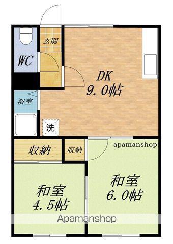 コーポ石山(2DK/1階)の間取り写真