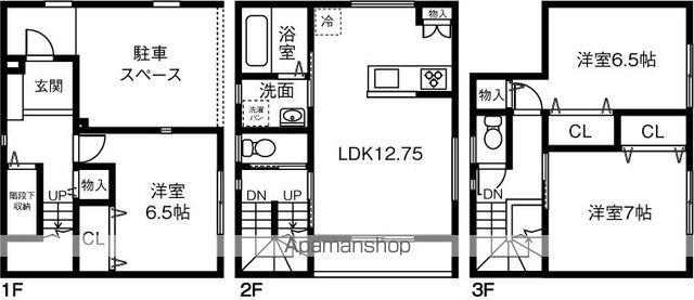 東武鉄道野田線 流山おおたかの森駅 徒歩20分 3階建 新築(3LDK)の間取り写真