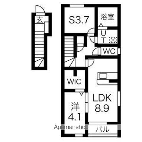 K.COURT(1SLDK/2階)の間取り写真
