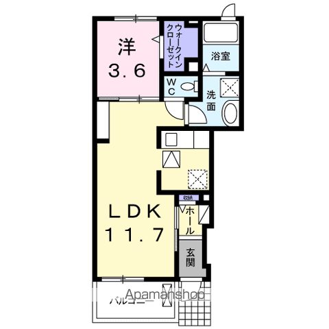 ドリームワークス 五番館(1LDK/1階)の間取り写真
