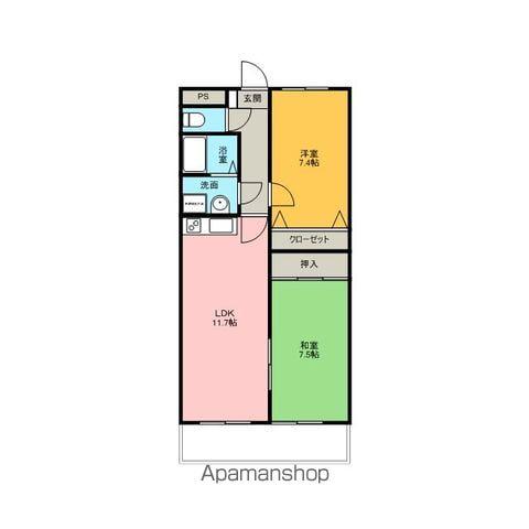 ポットヴァレー(2LDK/4階)の間取り写真