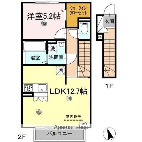 レトワール(1LDK/2階)の間取り写真