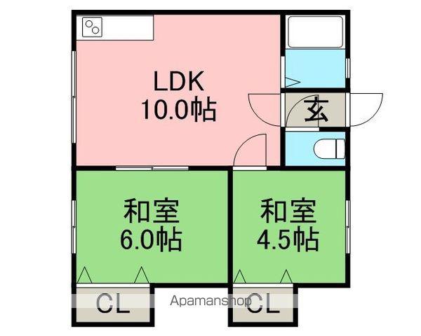 陽光マンション(2LDK/1階)の間取り写真