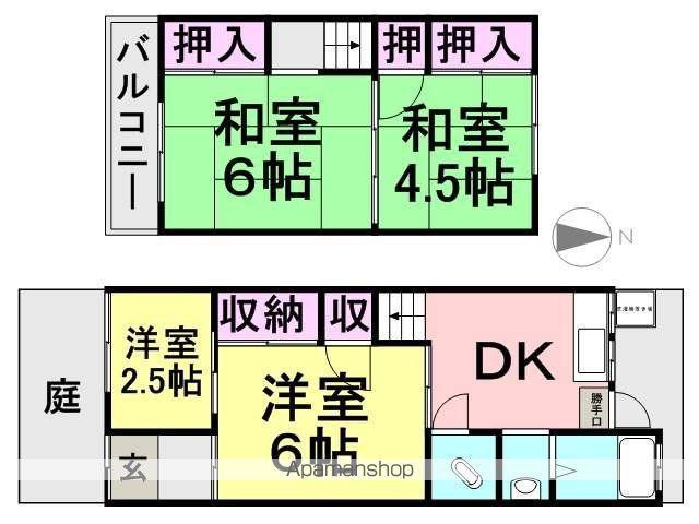 山下貸家(3DK)の間取り写真