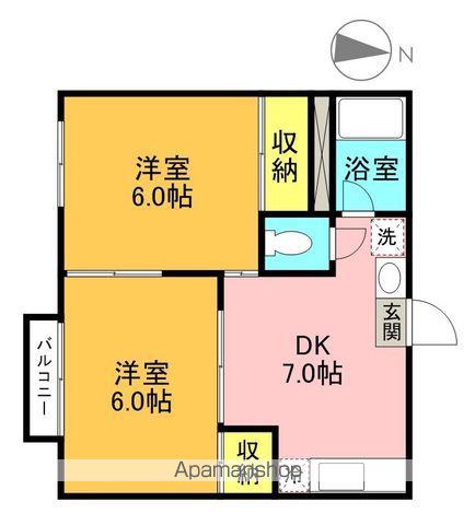 司コーポ C棟(2DK/2階)の間取り写真