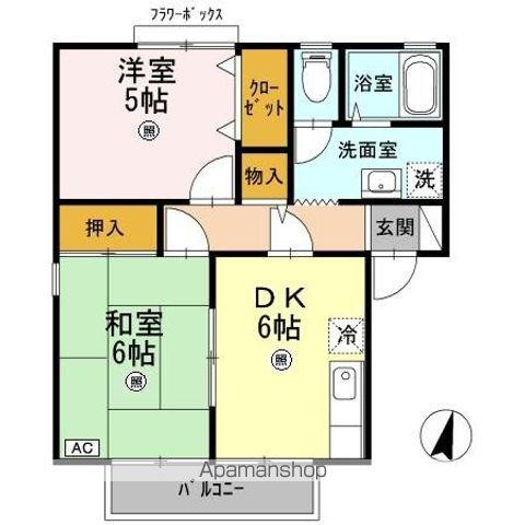 エトワールF(2DK/1階)の間取り写真