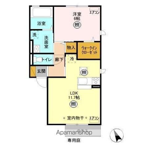 ロトンド(1LDK/1階)の間取り写真