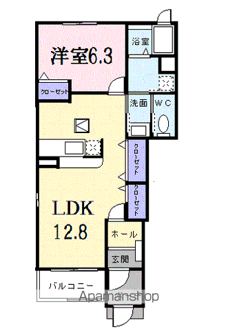 メリーブライトA(1LDK/1階)の間取り写真