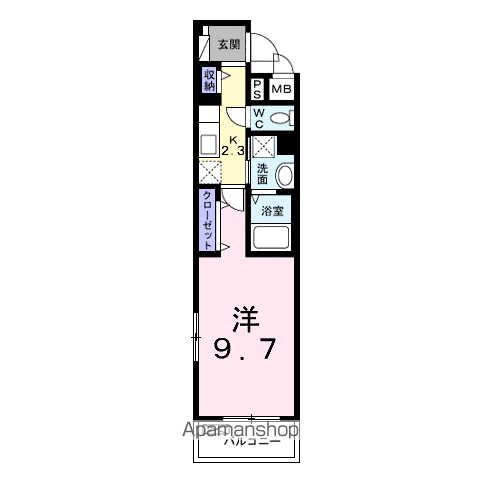 ボヌール・ミウラ(1K/3階)の間取り写真