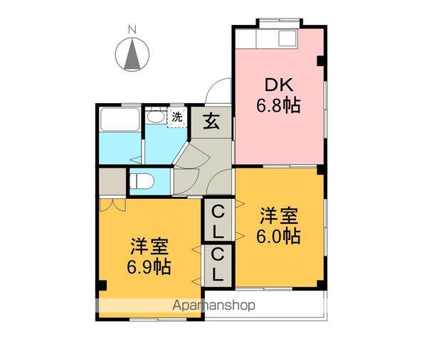 ファミール(2DK/1階)の間取り写真