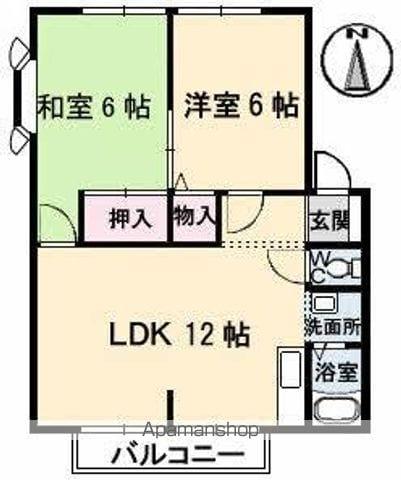 グリーンヒルズ太田 A・B・C棟(2LDK/2階)の間取り写真