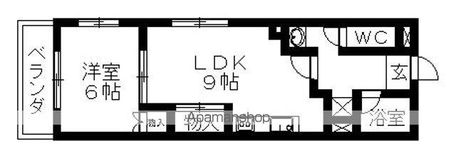 ヒルサイドカズ(1LDK/1階)の間取り写真