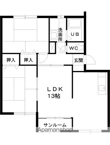 アクア・フェザーB(2LDK/2階)の間取り写真