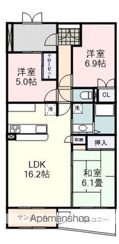 ヴェル・エコール大浜(3LDK/2階)の間取り写真