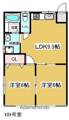 第5コーポ川崎(2LDK/1階)の間取り写真