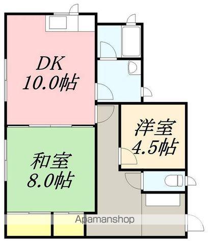 函館市電本線湯川線 五稜郭公園前駅 バス乗車時間：25分 美原台東バス停で下車 徒歩8分 2階建 築38年(2LDK)の間取り写真