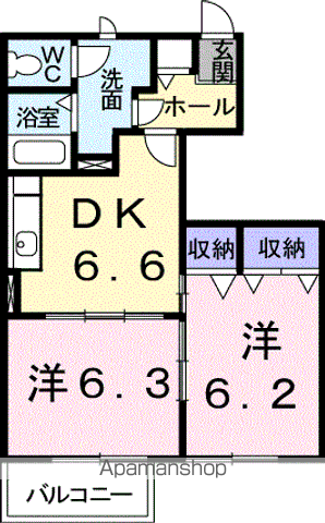 ブルックハイツⅤ(2DK/1階)の間取り写真