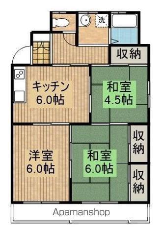 奥野ビル(3DK/4階)の間取り写真