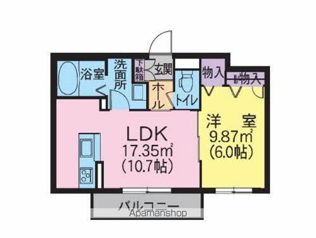 ジオベレオM(1LDK/1階)の間取り写真