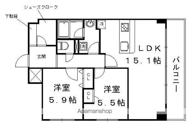 ディアコート葛野三条(2LDK/1階)の間取り写真