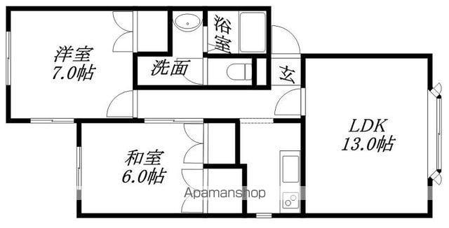 グラシア北郷Ⅲ(2LDK/2階)の間取り写真