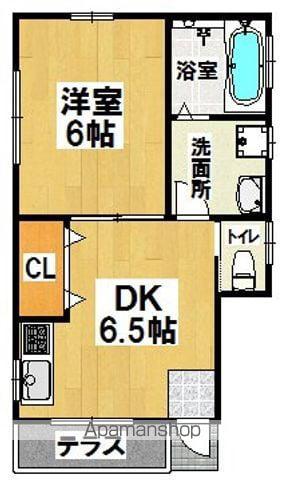 プリッ2初芝Ⅱ(1DK/1階)の間取り写真