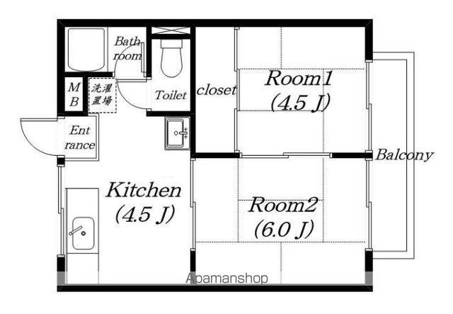 山ノ神ハイツ(2DK/2階)の間取り写真