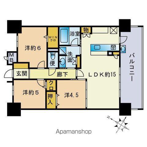 オーヴィジョン白木原駅(3LDK/2階)の間取り写真