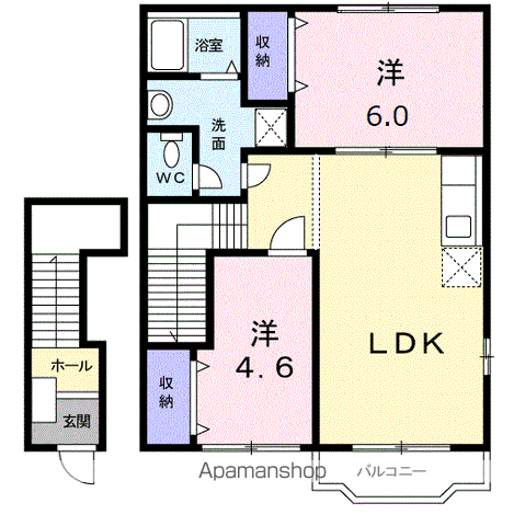 ヴィオレッテT・U-D(2LDK/2階)の間取り写真