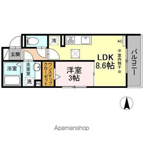 ヴァイスハイト中広江(1LDK/1階)の間取り写真