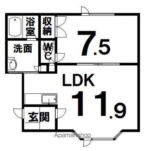 エスポート(1LDK/1階)の間取り写真