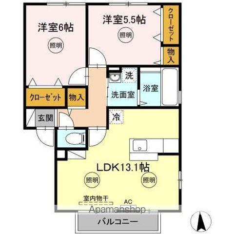サンパティーク(2LDK/2階)の間取り写真
